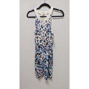White House Black Market White/Blue Spotted Halter-Neck Dress